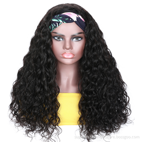 WaterWave Headband Wig Human Hair For Black Women Glueless Half Wig With Head Band Brazilian Water Headband Human Hair Wigs